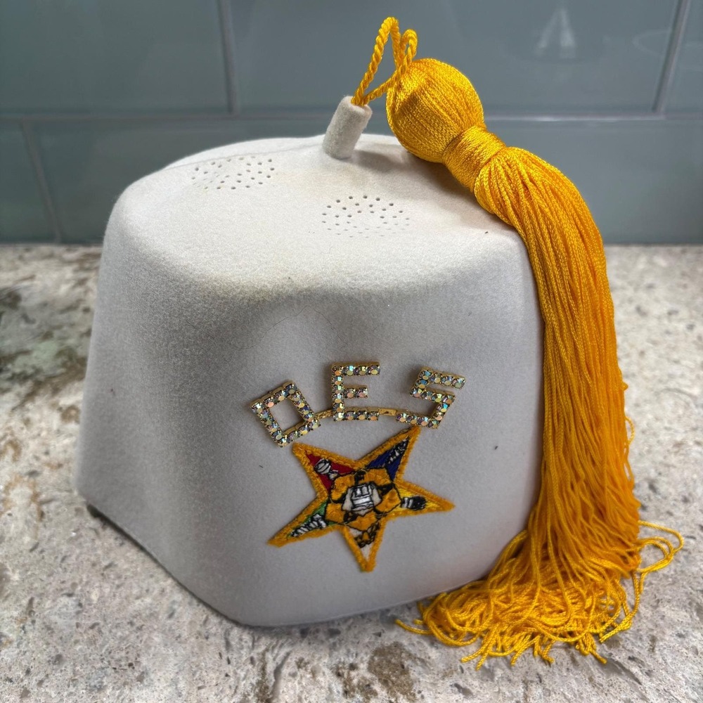 OES Eastern Star Masonic Regalia Tassel Cap Hat Freemasonry ceremonial 7.5